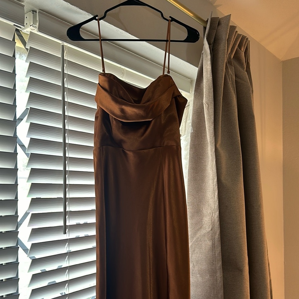 Birdy Grey Chocolate Brown Maxi Sleeveless Dress Sweetheart Neckline